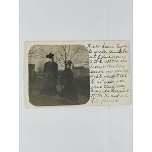 Vintage Collectible Real Photo Postcard 1c Stamp 2 Ladies in Winter Coats 1913